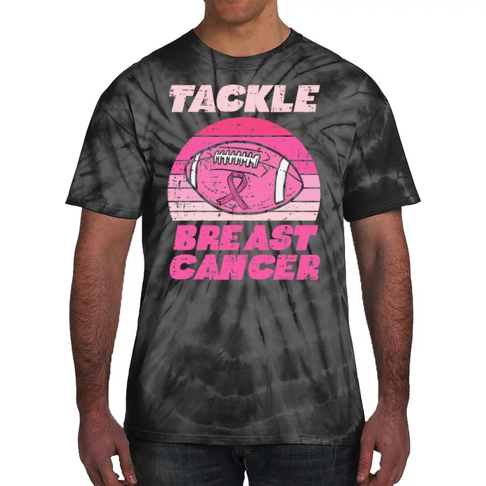 Tackle Breast Cancer American Football Awareness Fighting Tie-Dye T-Shirt