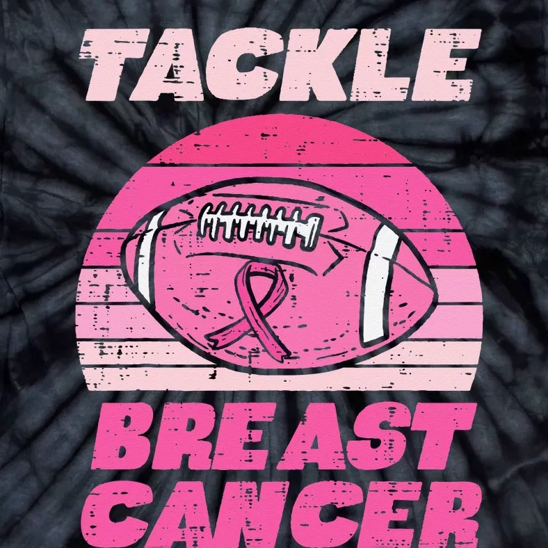 Tackle Breast Cancer American Football Awareness Fighting Tie-Dye T-Shirt