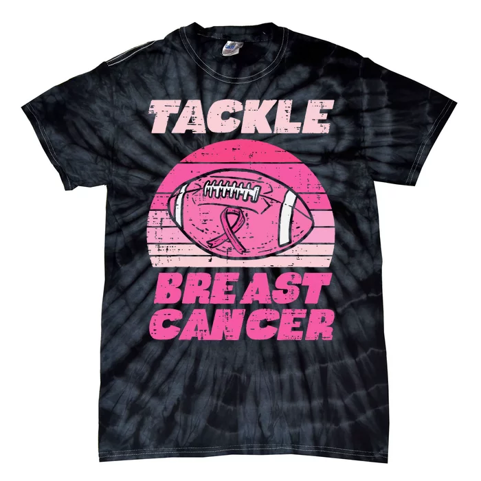 Tackle Breast Cancer American Football Awareness Fighting Tie-Dye T-Shirt