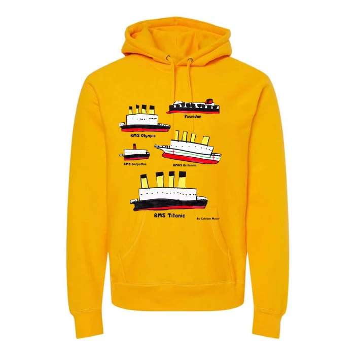 Titanic BritanicOPoseidon Carpathia Famous Ships. Premium Hoodie