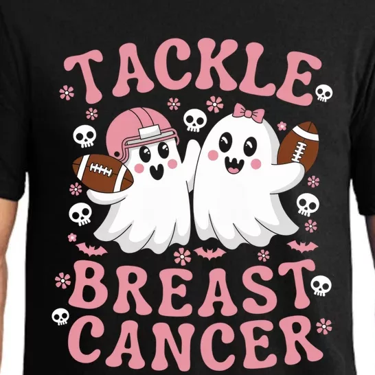 Tackle Breast Cancer Awareness Football Ghost Halloween Meaningful Gift Pajama Set