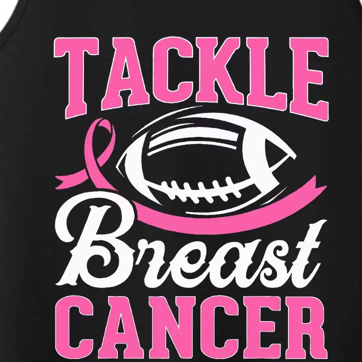 Tackle Breast Cancer Awareness Football Pink Ribbon Performance Tank