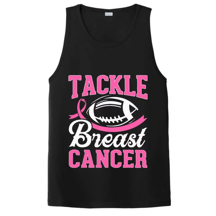 Tackle Breast Cancer Awareness Football Pink Ribbon Performance Tank