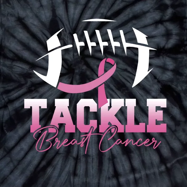 Tackle Breast Cancer Awareness Football Mom Pink Ribbon Tie-Dye T-Shirt