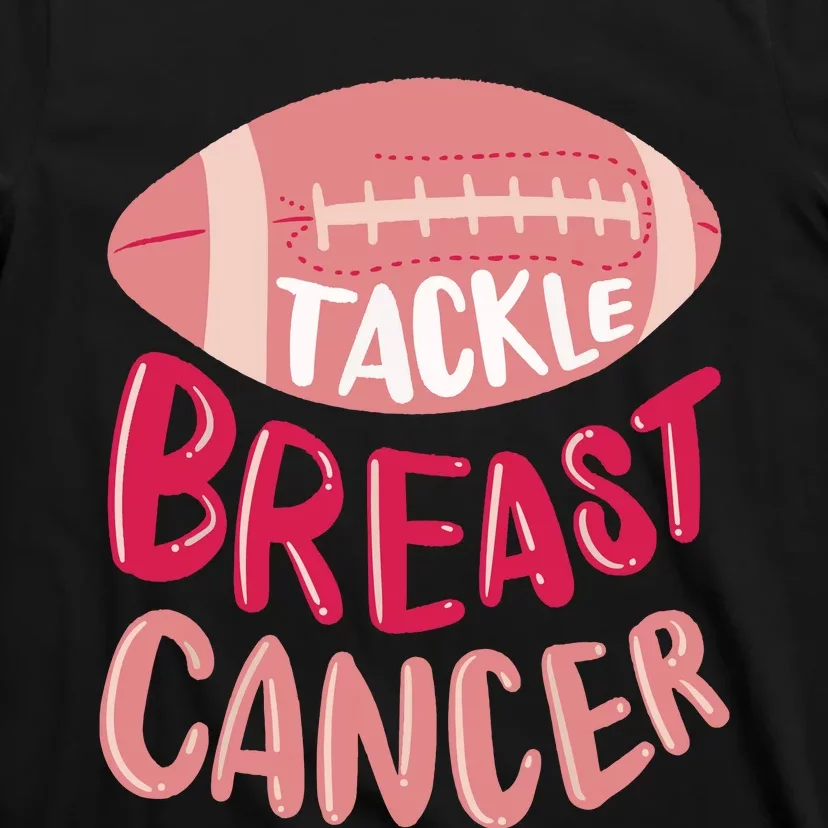 Tackle Breast Cancer Awareness Football Pink Ribbon T-Shirt