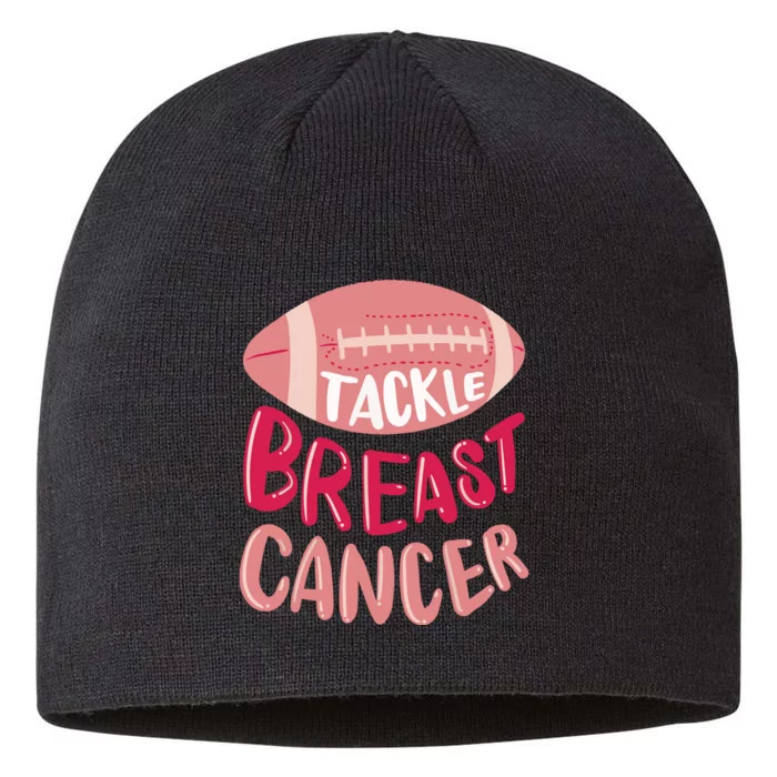 Tackle Breast Cancer Awareness Football Pink Ribbon 8 1/2in Sustainable Knit Beanie