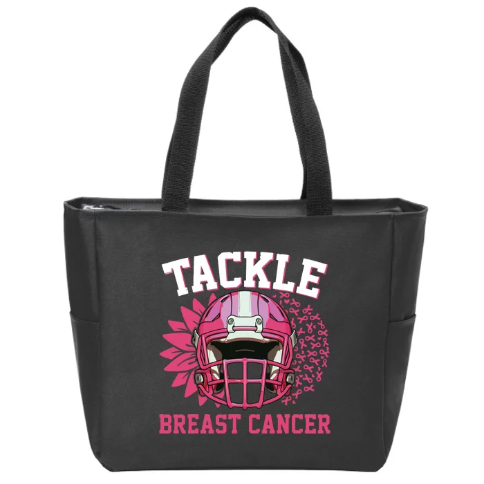 Tackle Breast Cancer Awareness Pink Ribbon Football Boy Kids Zip Tote Bag