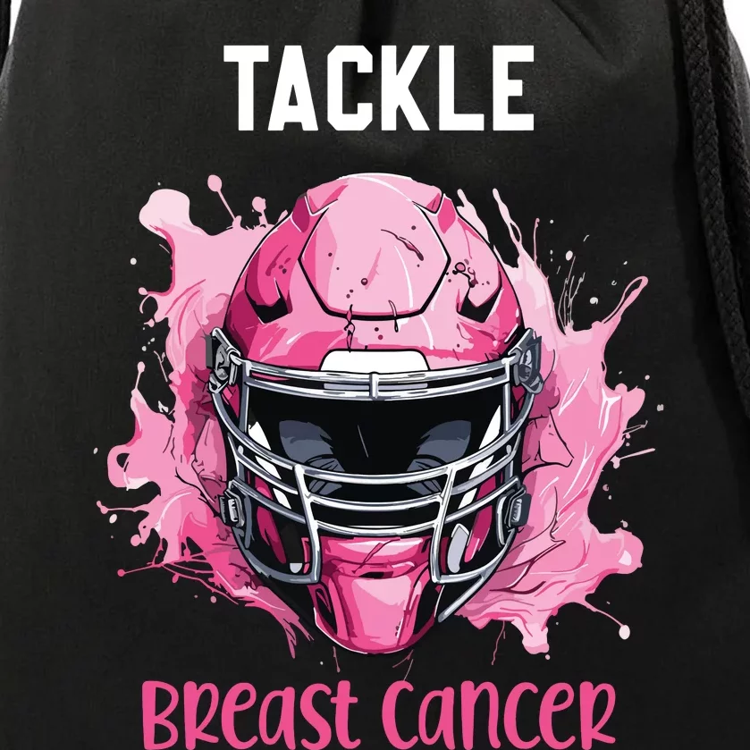 Tackle Breast Cancer Awareness Pink Ribbon Football Boy Kids Drawstring Bag