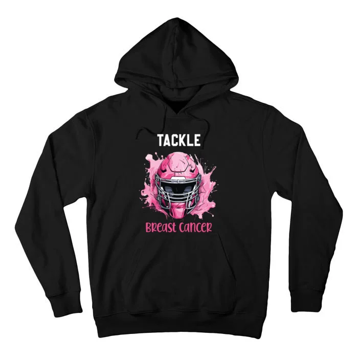 Tackle Breast Cancer Awareness Pink Ribbon Football Boy Kids Tall Hoodie