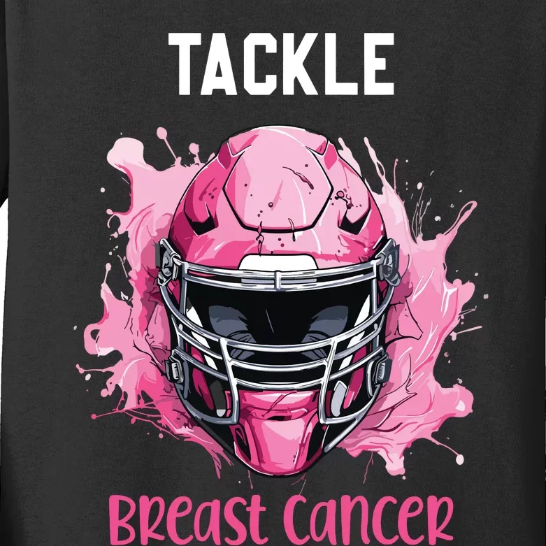 Tackle Breast Cancer Awareness Pink Ribbon Football Boy Kids Kids Long Sleeve Shirt