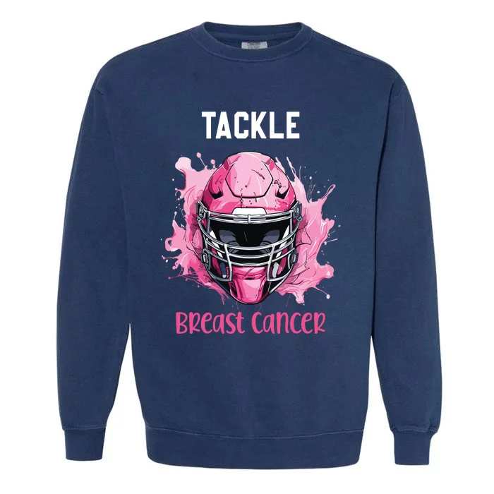 Tackle Breast Cancer Awareness Pink Ribbon Football Boy Kids Garment-Dyed Sweatshirt