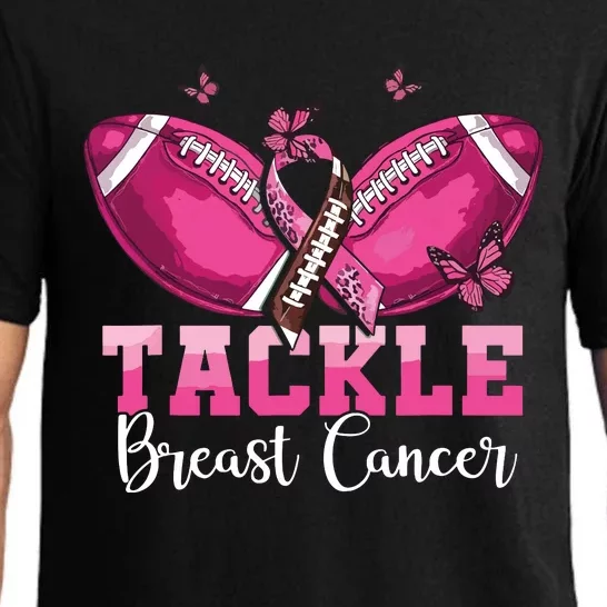 Tackle Breast Cancer Warrior Football Pink Ribbon Boy Teens Pajama Set