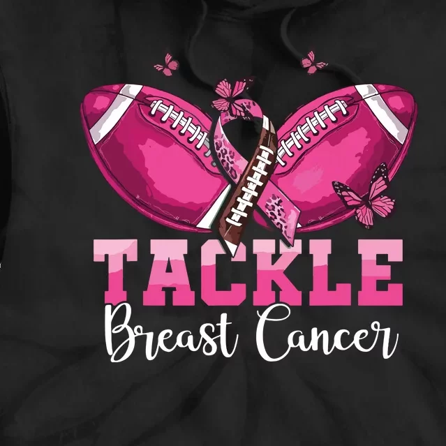 Tackle Breast Cancer Warrior Football Pink Ribbon Boy Teens Tie Dye Hoodie