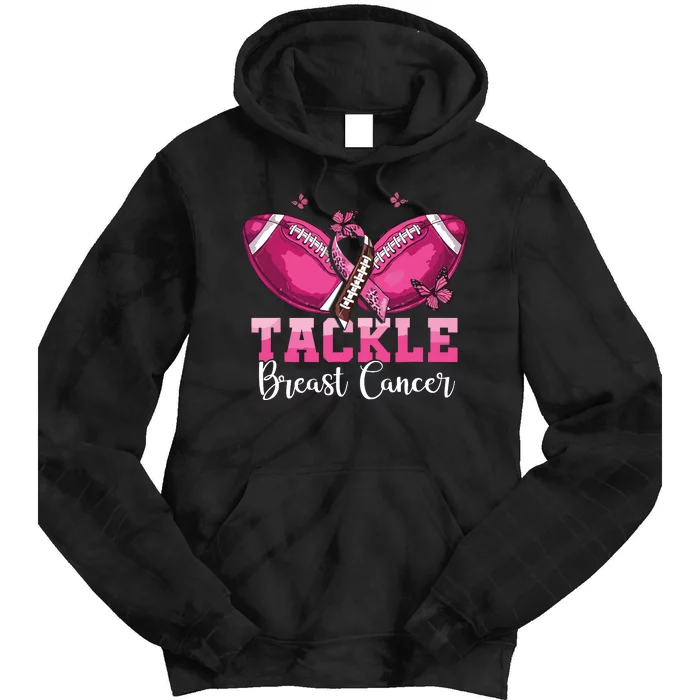 Tackle Breast Cancer Warrior Football Pink Ribbon Boy Teens Tie Dye Hoodie