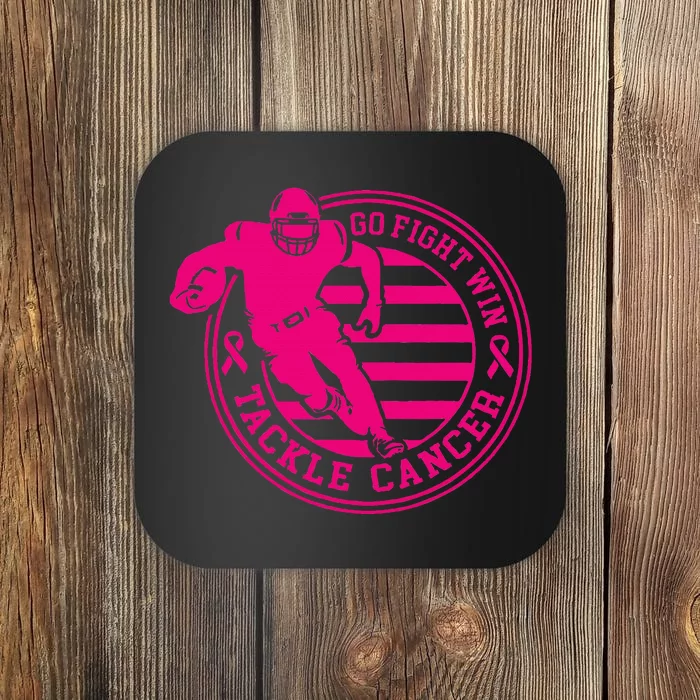 Tackle Breast Cancer Awareness Football Coaster