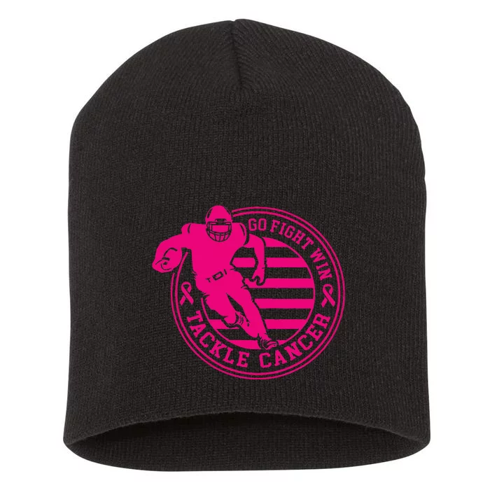 Tackle Breast Cancer Awareness Football Short Acrylic Beanie