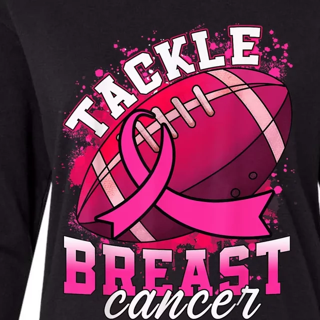 Tackle Breast Cancer Awareness Pink Ribbon Football Boy Kid Womens Cotton Relaxed Long Sleeve T-Shirt