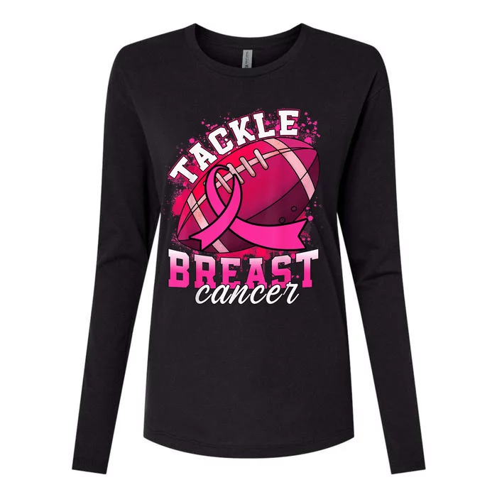 Tackle Breast Cancer Awareness Pink Ribbon Football Boy Kid Womens Cotton Relaxed Long Sleeve T-Shirt