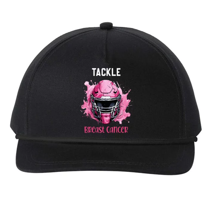 Tackle Breast Cancer Awareness Pink Ribbon Football Snapback Five-Panel Rope Hat