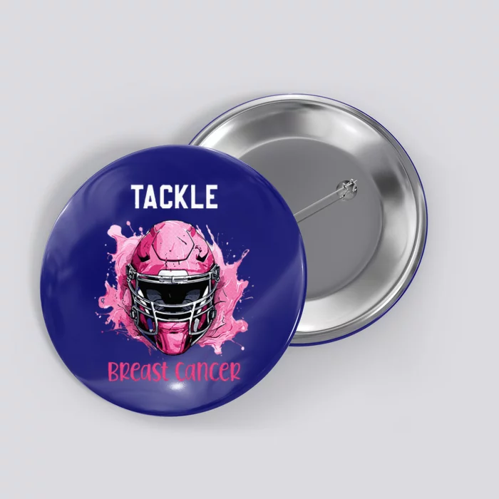 Tackle Breast Cancer Awareness Pink Ribbon Football Button