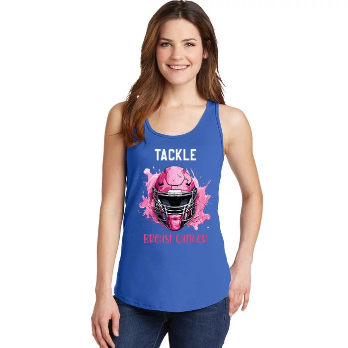 Tackle Breast Cancer Awareness Pink Ribbon Football Ladies Essential Tank