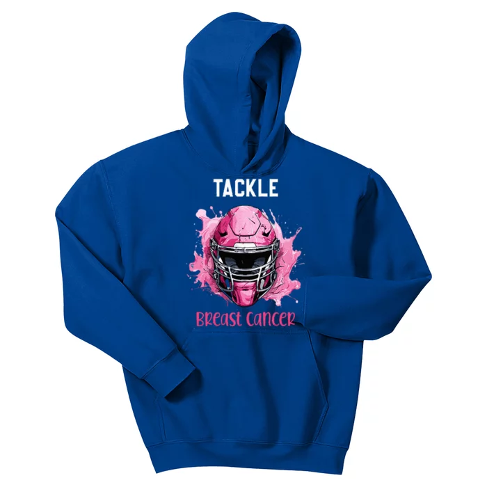 Tackle Breast Cancer Awareness Pink Ribbon Football Kids Hoodie