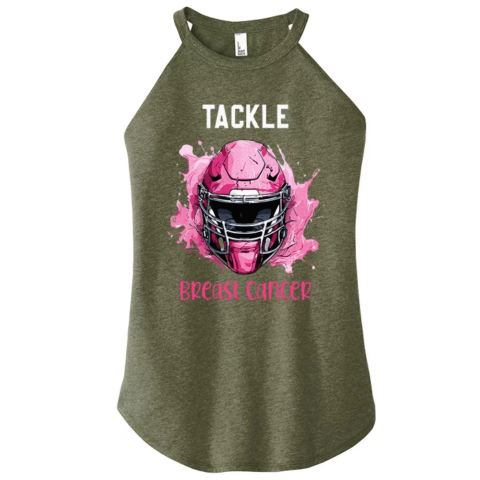 Tackle Breast Cancer Awareness Pink Ribbon Football Women’s Perfect Tri Rocker Tank