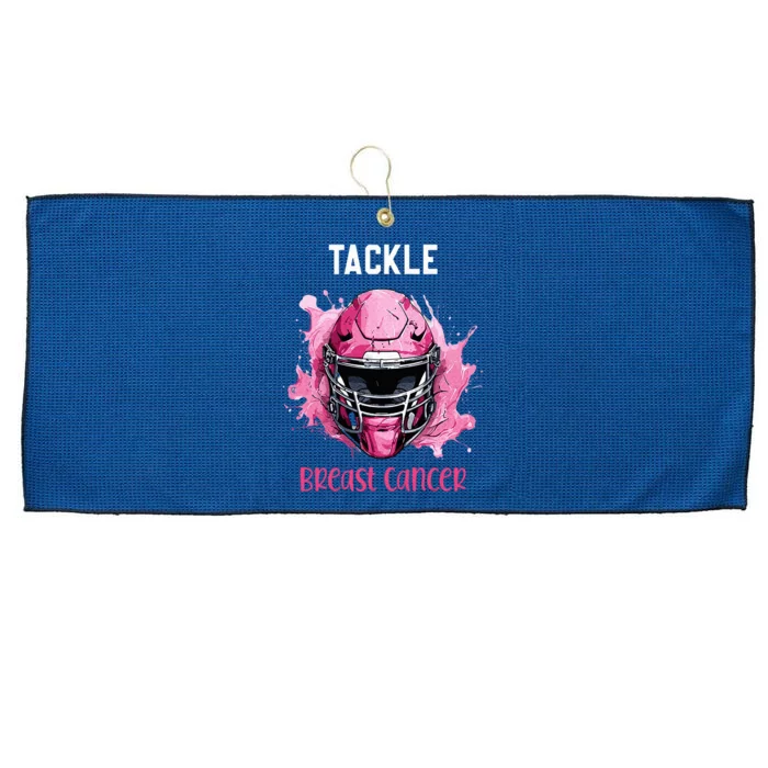 Tackle Breast Cancer Awareness Pink Ribbon Football Large Microfiber Waffle Golf Towel