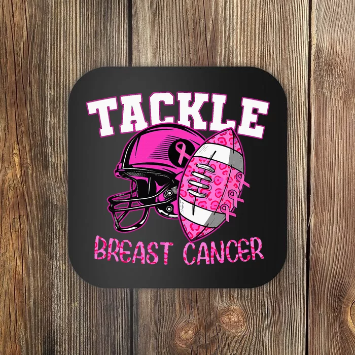 Tackle Breast Cancer Awareness American Football Coaster