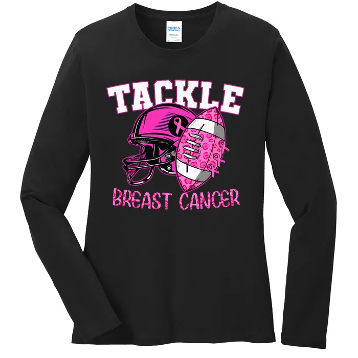 Tackle Breast Cancer Awareness American Football Ladies Long Sleeve Shirt