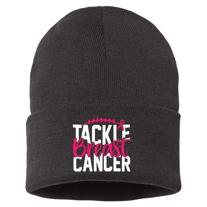 Tackle Breast Cancer Awareness Football Fan Sustainable Knit Beanie