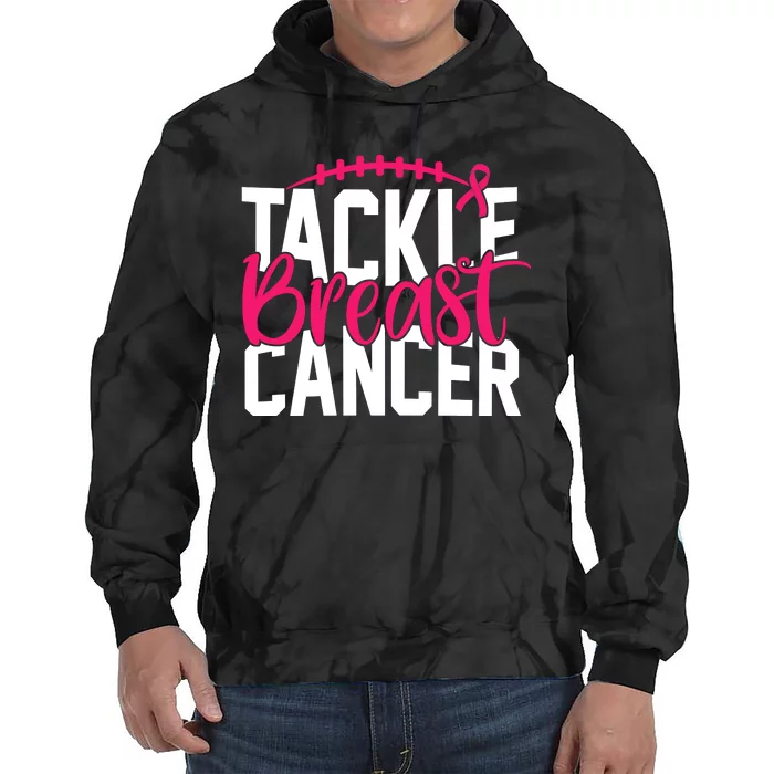 Tackle Breast Cancer Awareness Football Fan Tie Dye Hoodie