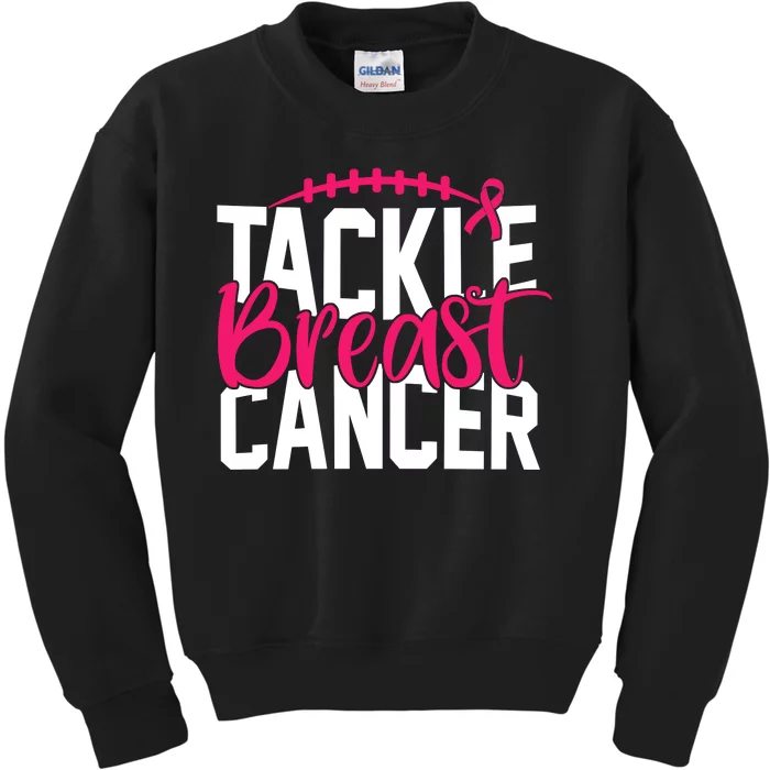 Tackle Breast Cancer Awareness Football Fan Kids Sweatshirt