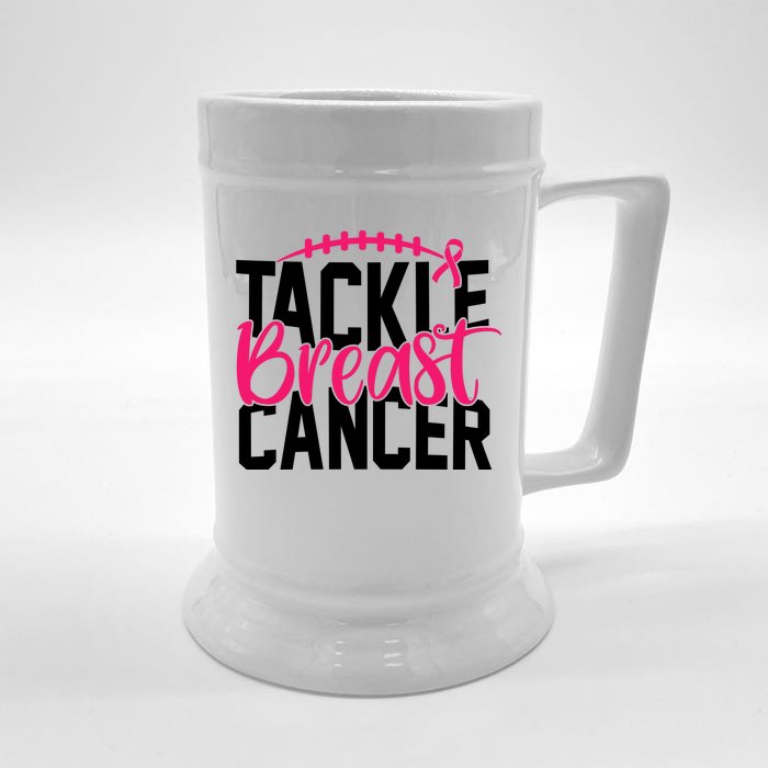 Tackle Breast Cancer Awareness Football Fan Front & Back Beer Stein