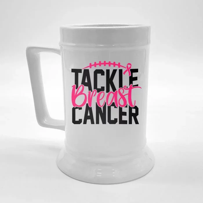 Tackle Breast Cancer Awareness Football Fan Front & Back Beer Stein