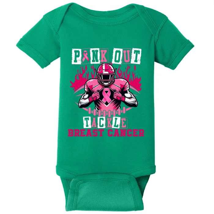 Tackle Breast Cancer Awareness Usa Football Mom Baby Bodysuit