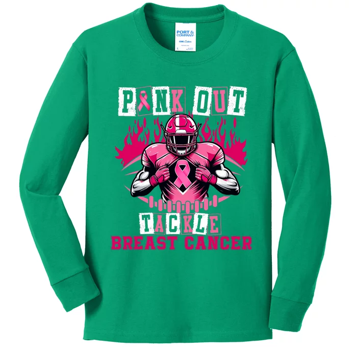 Tackle Breast Cancer Awareness Usa Football Mom Kids Long Sleeve Shirt