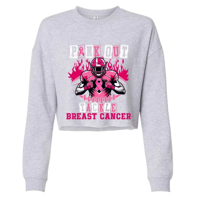 Tackle Breast Cancer Awareness Usa Football Mom Cropped Pullover Crew