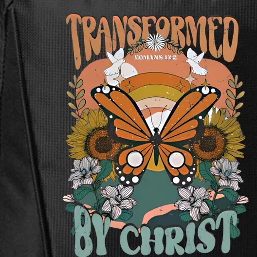 Transformed By Christ Retro Butterfly Ro 13:2 Christian Meaningful Gift City Backpack