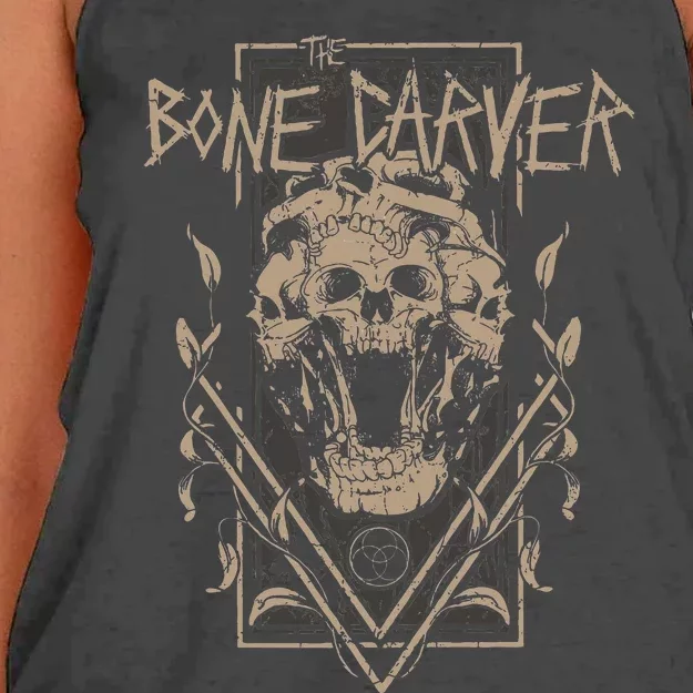 The Bone Carver Death God Skeleton Spicy Books Women's Knotted Racerback Tank