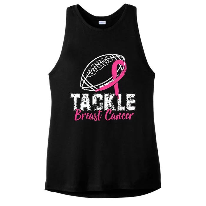 Tackle Breast Cancer Awareness Football Survivor Gift Ladies Tri-Blend Wicking Tank