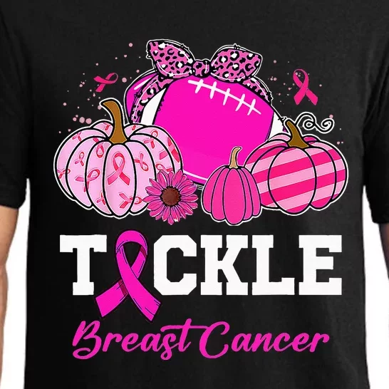 Tackle Breast Cancer Awareness Football Pink Ribbon Pumpkin Pajama Set