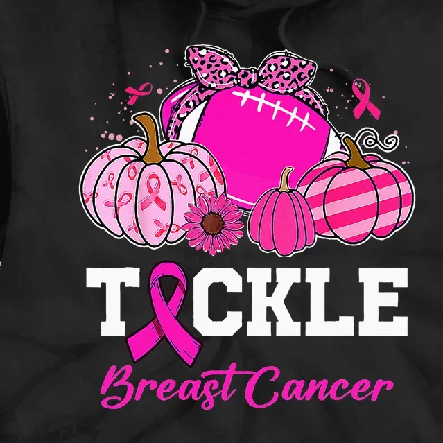 Tackle Breast Cancer Awareness Football Pink Ribbon Pumpkin Tie Dye Hoodie