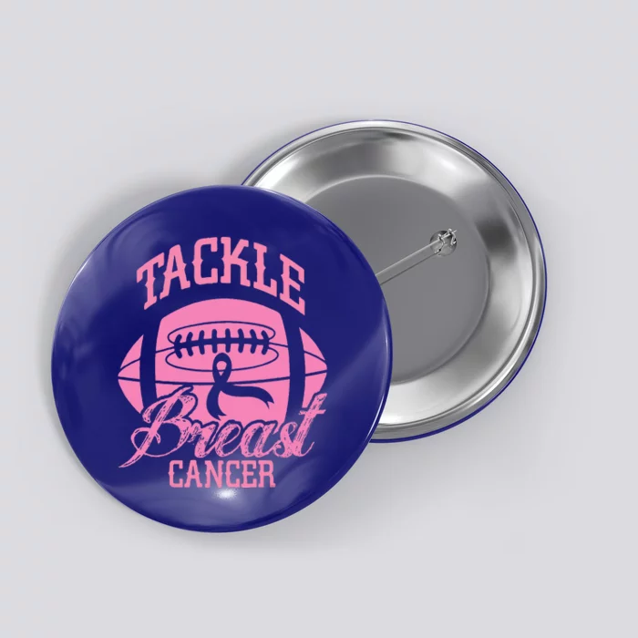 Tackle Breast Cancer Awareness Pink Ribbon Football Button