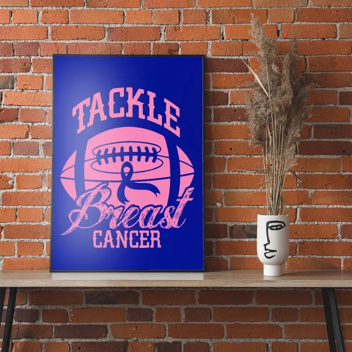 Tackle Breast Cancer Awareness Pink Ribbon Football Poster