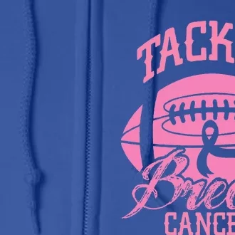 Tackle Breast Cancer Awareness Pink Ribbon Football Full Zip Hoodie