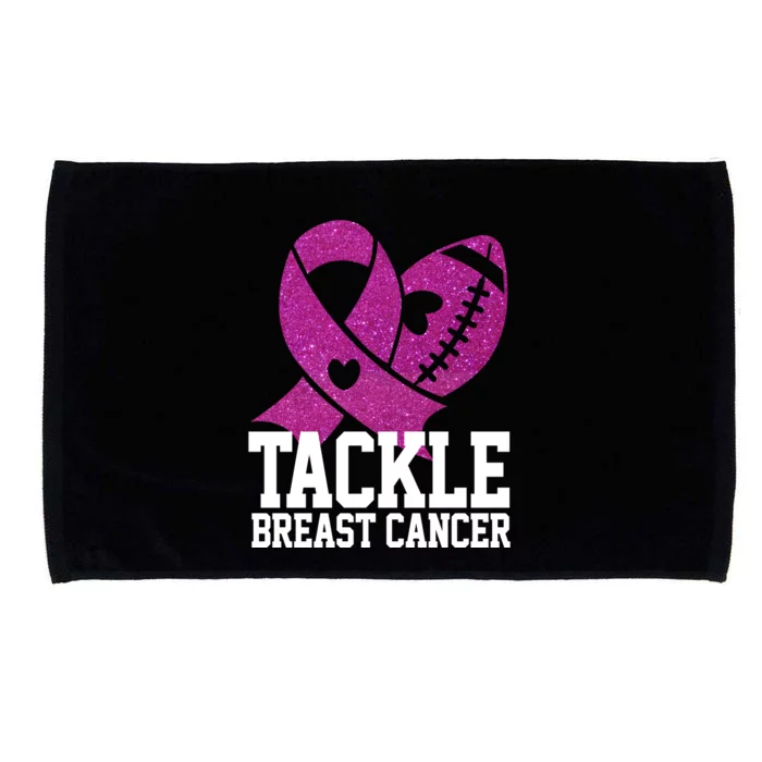 Tackle Breast Cancer Football Ribbon Microfiber Hand Towel