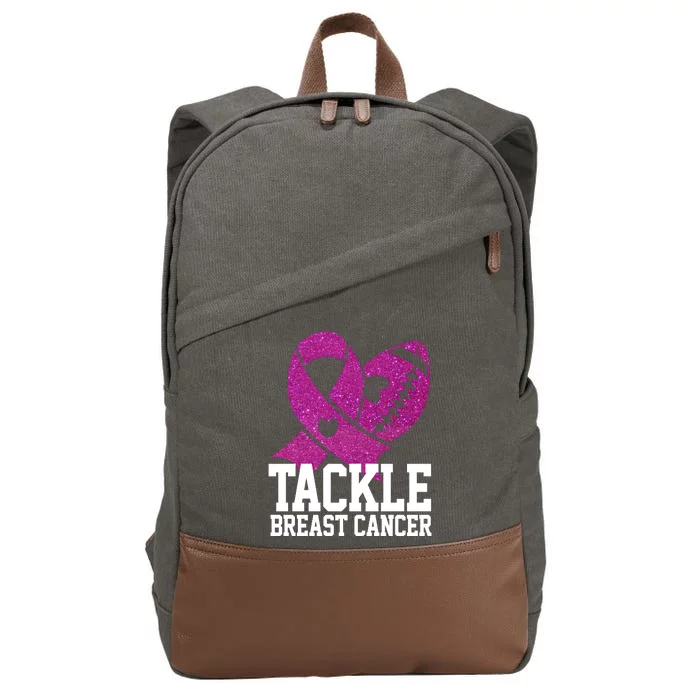 Tackle Breast Cancer Football Ribbon Cotton Canvas Backpack