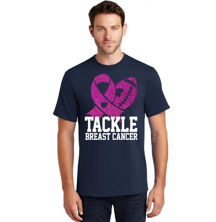 Tackle Breast Cancer Football Ribbon Tall T-Shirt