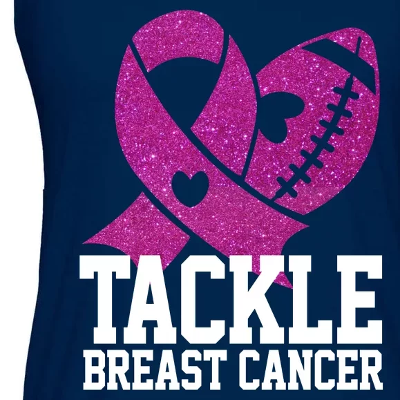 Tackle Breast Cancer Football Ribbon Ladies Essential Flowy Tank